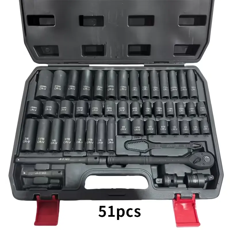 Professional 51pcs Socket Wrench Set - Hand Tool for Hardware Repair & Maintenance