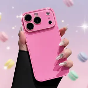 Candy Macaron Crystal Phone Case for iPhone 13-17, Built-In All-In-1 Large Camera Protector Bezel, High Gloss Hard Shell, Drop Protection, for Barbiecore Enthusiasts, Smartphone-Cellphone Handheld Devices Accessories