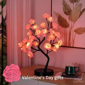 Rose Tree Shaped USB Night Light, Summer Creative Design LED Light Decorative Table Lamp for Home Bedroom Birthday Festival Party, Home Decor, Room Decor