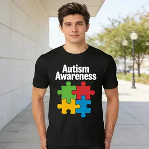 Adorable Stick Figure and Puzzle Autism TShirt for Casual Daily Wear