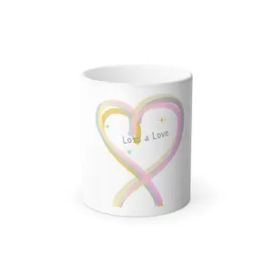 Lots a love Color Morphing Mug, 11oz Ceramic Cup Drinkware Glossy Sturdy Coffee Reusable Washable Reuse Tumbler