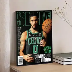 Jayson Tatum Boston Celtics NBA Cover Magazine Photo Poster, Minimalist Frameless Home Decor with Mount Option
