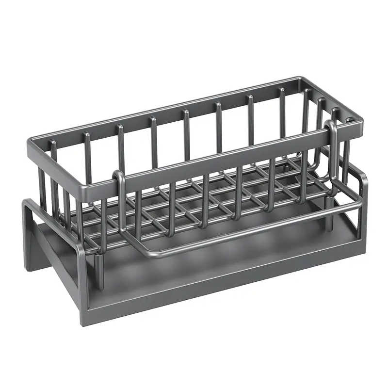 Stainless Steel Sink Caddy Organizer - Rustproof Sponge Holder & Drying Rack for Kitchen Counter, Space Saving Storage for Sponges, Brushes & Scrubbers