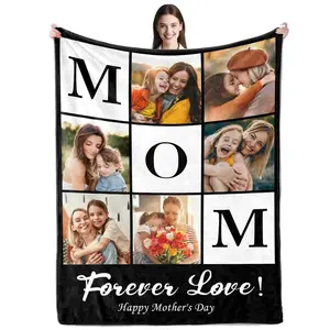 Click “Shop Chat”, Send Photos,Mother's Day Gift, Custom Photo Blankets, Personalized Soft Flannel Blanket, Mother's Day Birthday Gifts for Mom from Daughter & Son, Cozy Daily & Home Rest Unique Meaningful Memory Gift for Bedroom, Sofa & Travel