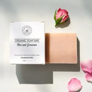 The Organic Cottage Rose and Geranium Soap Bar Handcrafted Moisturizing & Deodorizing 4 Oz Bar Soap