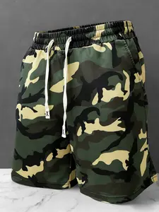 Men's Summer Camouflage Print Drawstring Waist Casual Loose Shorts, Street Style Hip Hop Sporty Activewear Beach and Outdoor Shorts with Pockets
