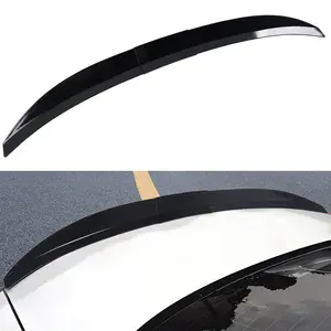 Universal Sporty Trunk Spoiler Lip Roof Tail Wing Length Adjustable 45.5" to 51.1" Trunk Wing Durable Material Tail Decoration Punch-Free Installation Fit for Car Sedan Glossy Black