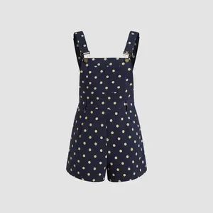 Cider 100% Cotton Polka Dot Buckle Up Romper