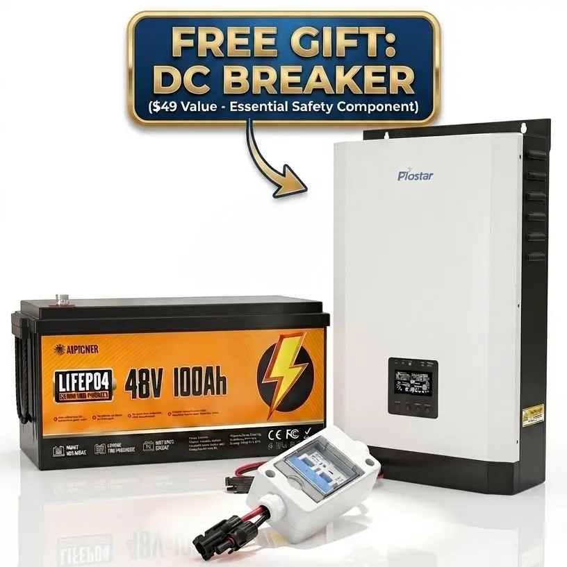 Prostar 5000W Heavy-Duty Hybrid Solar Energy Kit, 15000W Peak Power, 110V Inverter with 48V 5120Wh Efficient Storage Battery, Overload Protection, Overprotection, Voltage Control, Indoor Use, DIY Projects, Online Support, Free Solar Panel Breaker