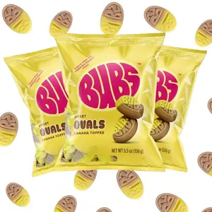 Swedish Bubs Sweet Ovals Banana Toffee 3 pack bags  5.5oz Classic Nostalgic Sweet & Sour Delight Snack Swedish Candy Bonbon