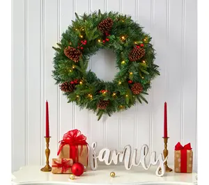 Nearly Natural 24" Mixed Pine Christmas Wreath