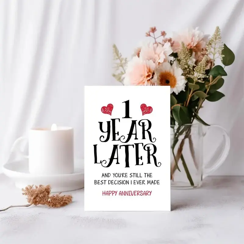 Happy 1st Anniversary Wedding Gifts for Him Her, First Anniversary Cards for Wife Husband, One Year Wedding Card, Romantic Gifts, Custom Message Card