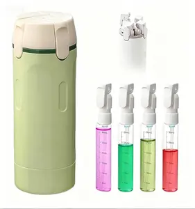 【Summer Vibes】4 in 1 Travel Pump Dispenser Bottle, 30ML 4 Pack Leak-Proof Pump Containers with Measurement Scale & Label Stickers, Portable Bottles for Toiletries, Shower & Travel Use