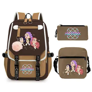 2026 New Anime KPOP Witch Hunter Group Cartoon Peripheral Print Backpack Lightweight Large Capacity School Bag Set