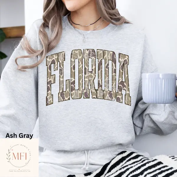 Distress Camo States Gildan Sweatshirt,  Unisex Graphic Printed 50 States crewneck