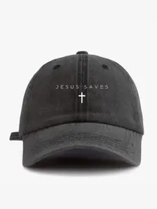 'jesus Saves' Letter Cross Design Baseball Hat, Stylish Hat, Vintage Neutral Street Fashion, Adjustable Cap for All Seasons, Perfect Gift