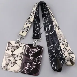 Spring Butterfly Pattern Card Holder Wallet, Elegant All-Seasons Design, Versatile Usage for Doctors Nurses Students Work Ids, Unisex Use