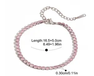 Silver Pink Tennis Bracelet