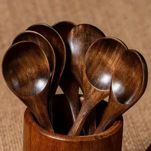 8 PCS Wooden Spoons for Eating, 7.28 inch Wooden Honey Spoons for Tea, Wooden Teaspoons for Stirring Coffee, Small Wooden Spoons for Cooking, Wood Table Spoon Set for Serving Soup & Dessert