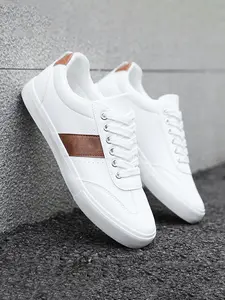 Men's Fashionable Colorblock Lace Up Low Top Sneakers, Casual Comfortable Patched Design Sports Shoes for Daily Wear, Breathable Non-slip Sneakers