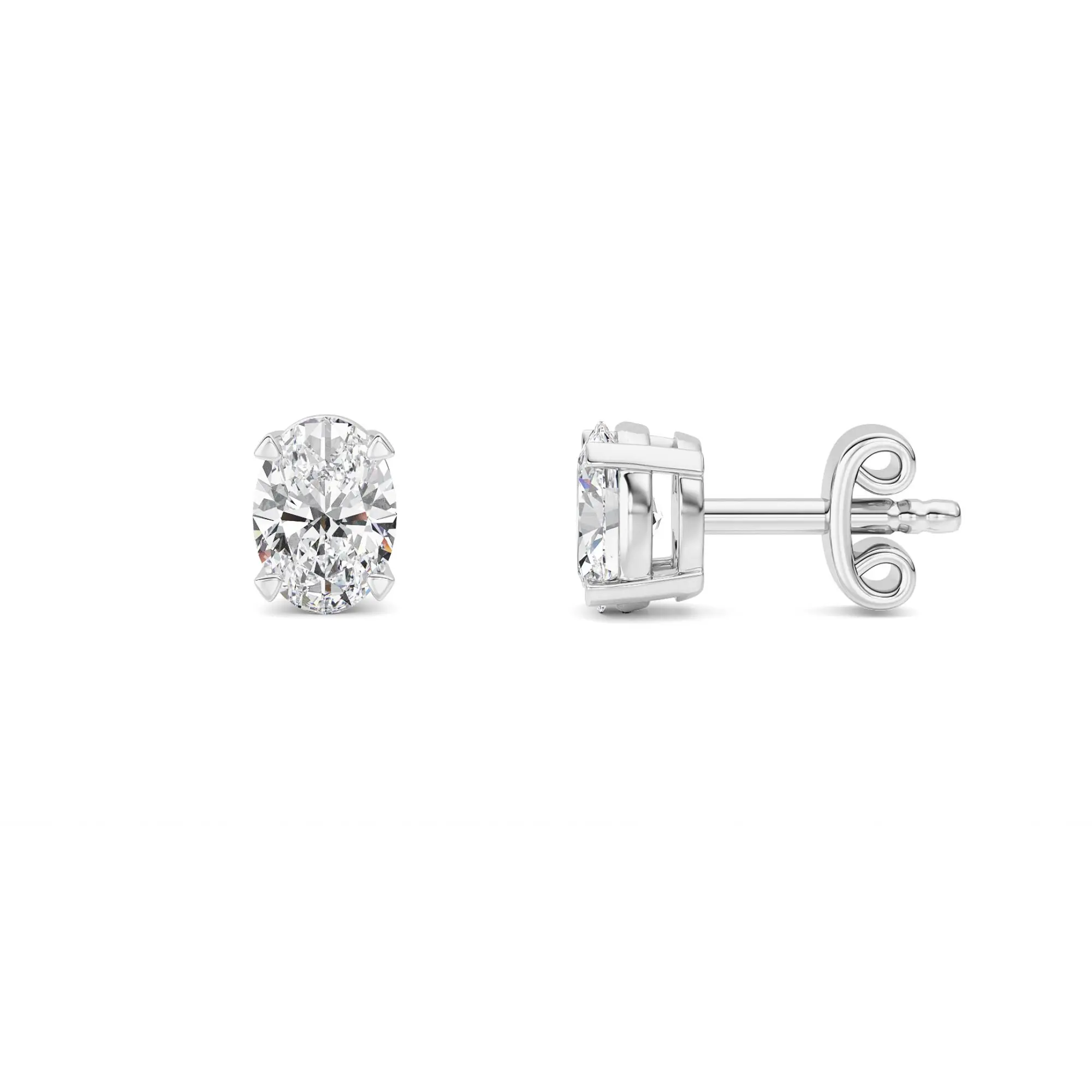1.00 Carat Lab Grown Diamond Signature Stud Earrings – F/VS Oval Brilliant, White Gold | Statement Oval Sparkle