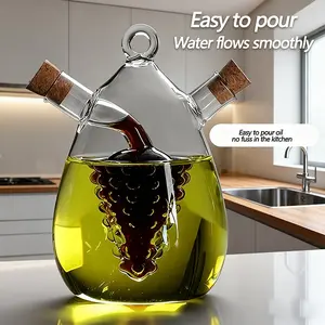 2-in-Glass Liquid Dispenser Bottle With 3 Inner Liner Shapes, Liquid Separation Bottle, Long-Neck Glass Bottle Set, Suitable For Olive Oil, Beverages, Whiskey, Red Wine, Sauces, And Other Liquids