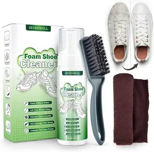 Shoe Cleaner Kit, 6.76 Oz White Shoe Cleaning with Brush and Towel, Sneaker Cleaning Kit Removes Dirt and Stain for White Shoes, Suede, Leather, Canvas, Knit, Boots, Fabric, PU