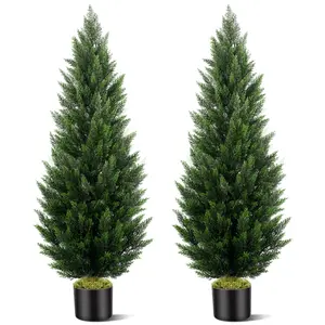 VITALISMO 3/4/5FT Tall Artificial Cedar Tree, Simulation Bush Plant, Realistic Fake Pine Tree for Home Office Living Room Porch Patio Decoration Home Decor Silk Ornaments Decorative Fruit