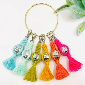 Vibrant Macrame Disco ball Keyring | Disco ball Keychain | Bag Charm | Funky Charm | Handmade Gift | Groovy Bright Keychain Key ring Charm cute keychain