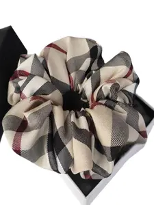 2pcs Large Plaid Hair Tie, Print British Style Fabric Braided Headband, Elegant Ponytail Holder for Women Lady Girl, All Seasons Casual Design, Fashionable Hair Accessories, Gift Present