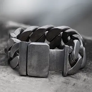 GTHIC Punk Cuban Chain Stainless Steel Bracelet for Men Women Statement Jewelry Daily Wear