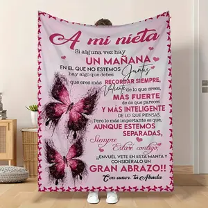 70Cm X 100Cm Soft Fleece Personalized Spanish Letter Blanket - Heartfelt Gift For Granddaughter'S Birthday, Machine Washable, Anti-Allergenic, All Seasons