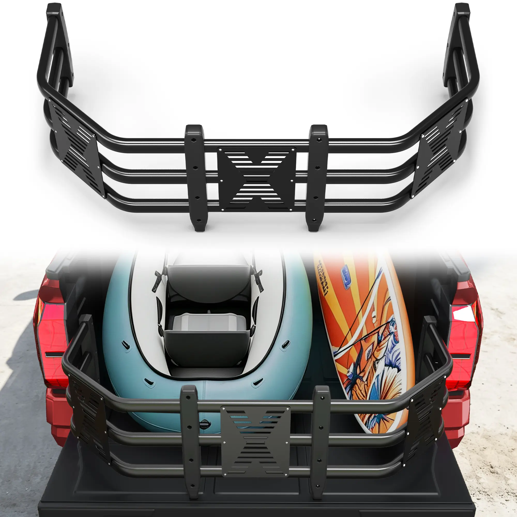 POFENZE-NADIA Aluminum Alloy Frame Truck Bed Extender, 48"-58" Adjustable Length, 21in Fit, Drill-Mount Required, Flip Function, Fits Chevrolet Colorado & GMC Canyon, for Ladders/Kayaks, Black Automotive Accessory (Truck, Car, Vehicle Accessories), Vehicl