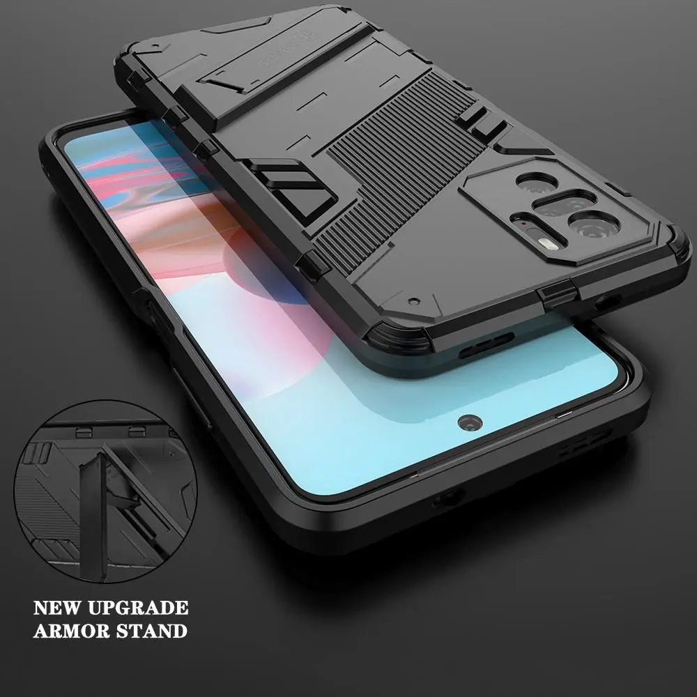Armor Bracket Case For Xiaomi Mi 11 Ultra 11i 10S Case For Redmi Note 10 Pro Max Note10 4G 5G Cyber Shockproof Stand Back Cover