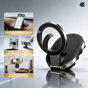 2-in-1 Suction & Magnetic Phone Holder, 270° Adjustable Foldable Mount with 360° MagSafe Head, Double-Sided Holder for Glass and Metal Surfaces, for iPhone 17 16 15 14