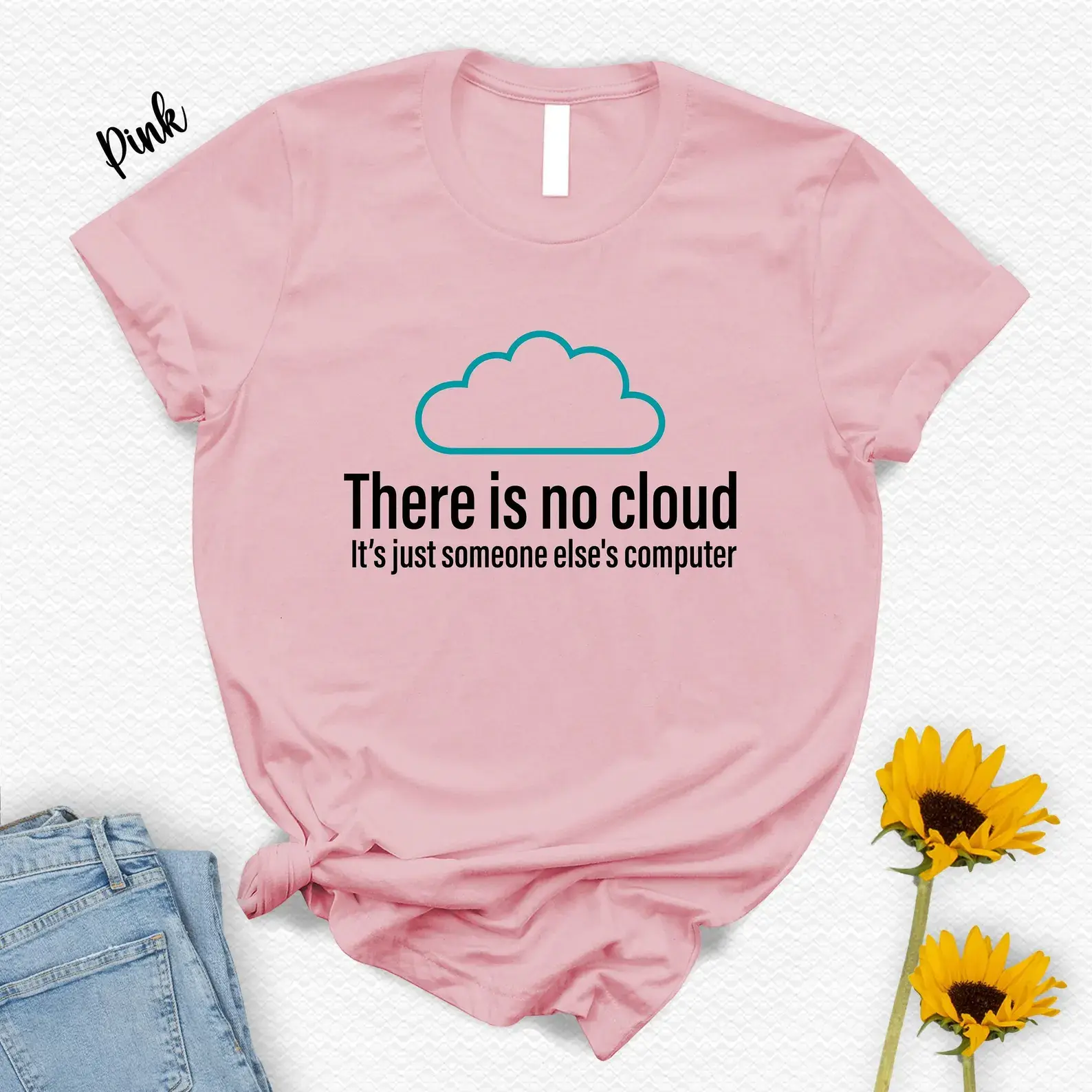 Funny Cloud Computing Quote T-Shirt Minimal Line Cloud Print Tech Developer Short Sleeve Cotton Gift Tee For IT Workers