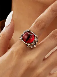 1 piece retro skull demon eye alloy ring, punk style dragon claw wolf claw ring, adjustable opening, Adjustable Rings, couple ring, family gift, party decoration, Halloween ornament, Witchy Jewelry.