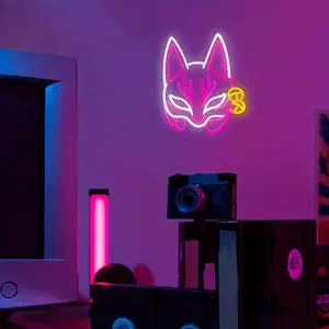 NEON Fox Neon Accent Light, Acrylic Material Wall Mounted LED Sign, Dimmable Brightness USB Powered Wall Hanging, Party Lighting Decoration for Bar Club Gift, Led Multicolor, Neon Accent Lights