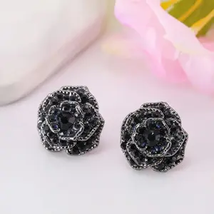 Elegant rose shaped earrings set with shiny cubic zirconia - perfect for daily wear and parties, an ideal gift for women Pretty Studs magnetic earrings non tarnish jewelry earrings for women earring stacking set turquoisejewelry flatbackearrings