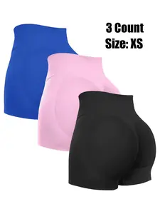 Women's Solid Color High Waist Ruched Sports Shorts, Breathable Comfortable Seamless Skinny Shorts, Tummy Control Butt Lifting Yoga Shorts, Ladies Sportswear for Indoor Outdoor Wear, Gym Clothes