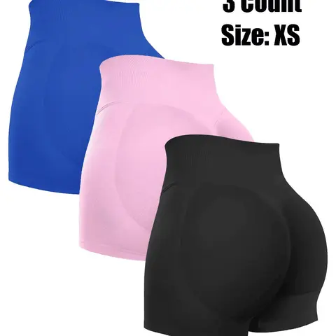 Women's Solid Color High Waist Ruched Sports Shorts, Breathable Comfortable Seamless Skinny Shorts, Tummy Control Butt Lifting Yoga Shorts, Ladies Sportswear for Indoor Outdoor Wear, Gym Clothes