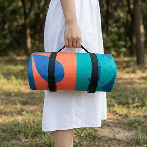 Extra Large 78x78 Inches Foldable Picnic Blanket| Soft Padded Layer Design with Floral and Fruit Print, Carry Strap, PU Coated Oxford Cloth, Hand Wash Only - Ideal for Beach, Park, Camping, Travel