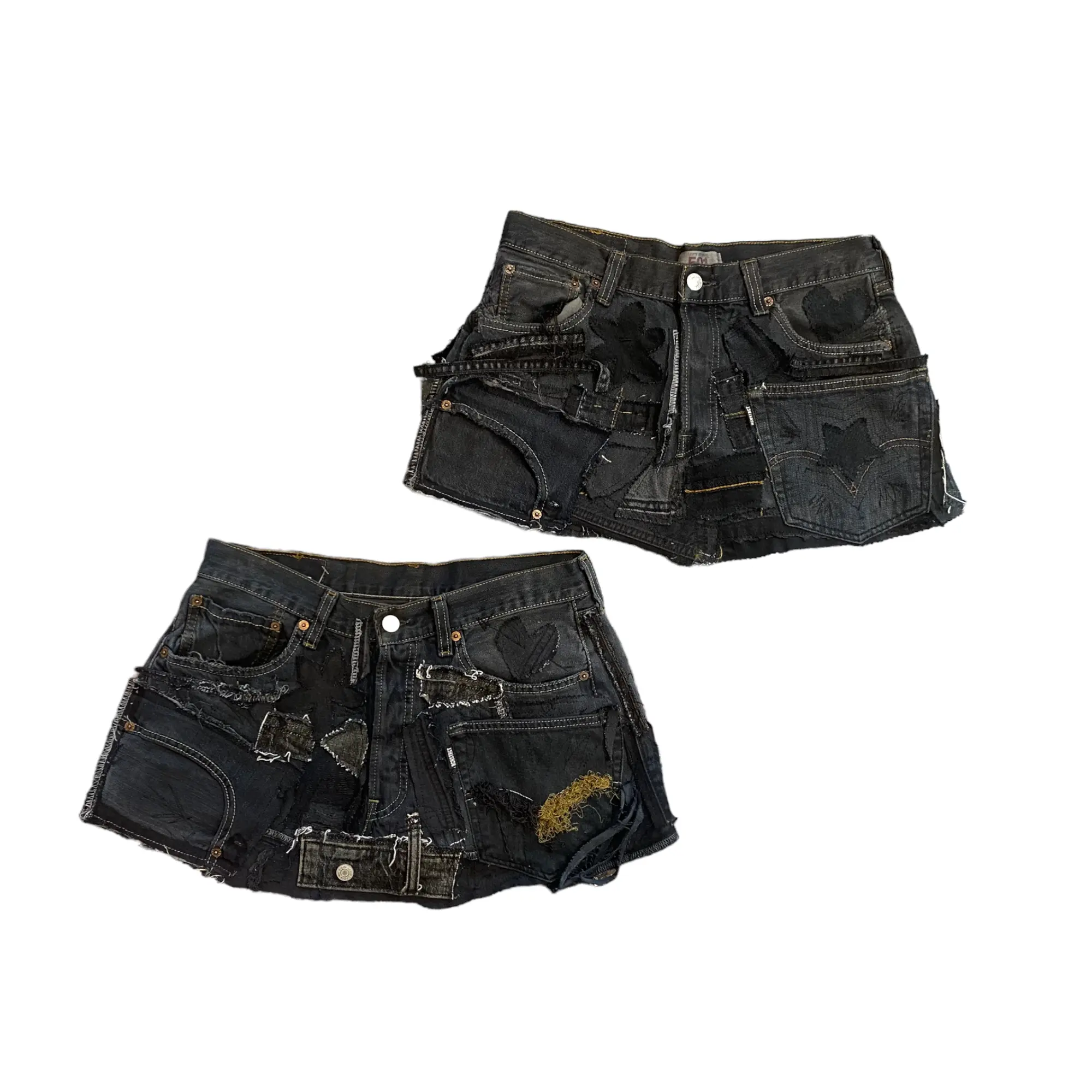 Black Denim Detail Patchwork Skirt/*Random Selection