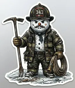 Tryon 343 Snowman Firefighter Window or Helmet Decal
