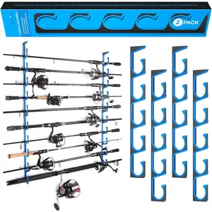 Horizontal Fishing Rod/Pole Holders  Garage, Wall Ceiling Mounted Fishing Rod Holder, Aviation Aluminum Fishing rod rack Holds up to 5/10/20 Rod or Combos Fishing Gear and Gifts  Men