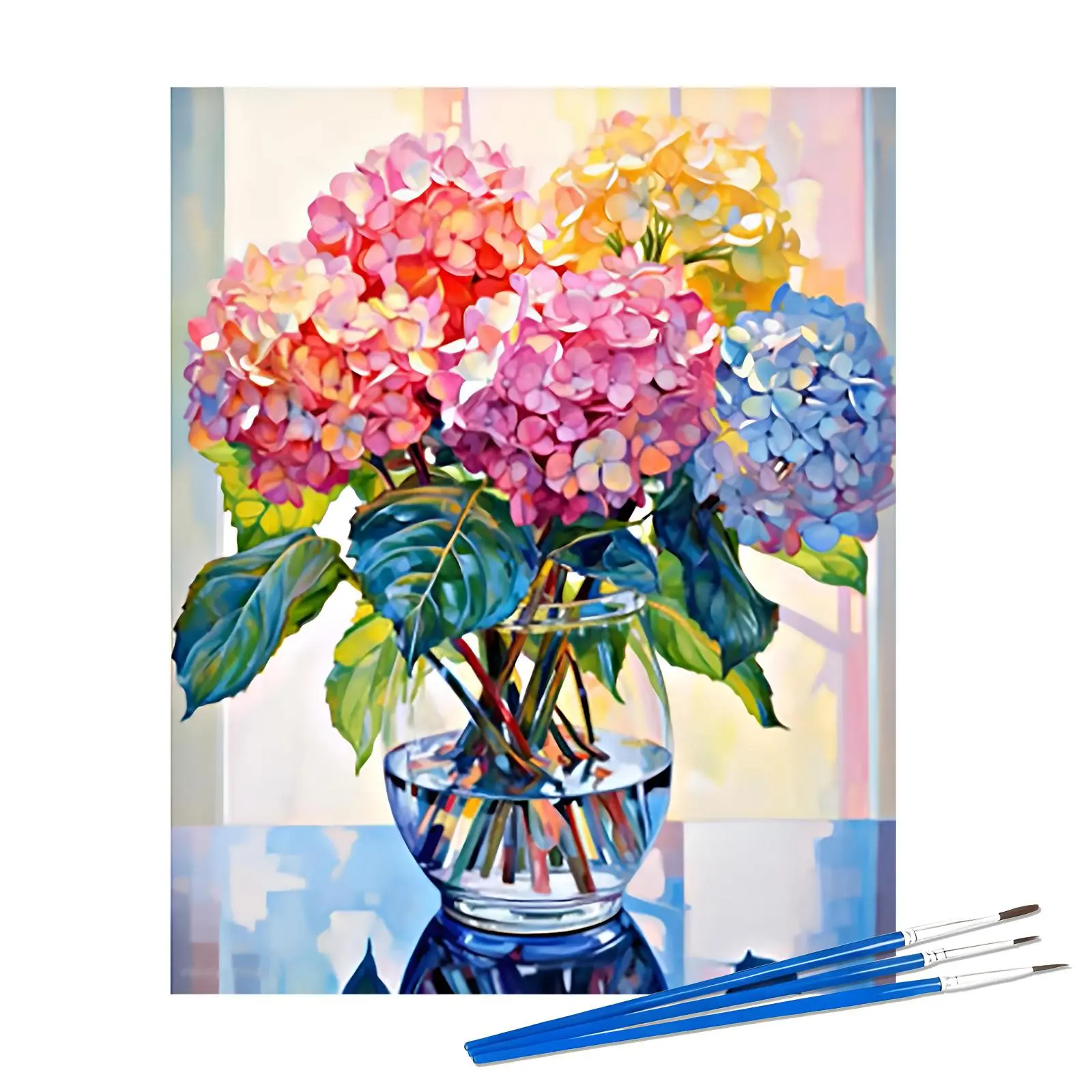 Tucocoo Hydrangea in Glass Vase Paint by Numbers Kit for Adults 16x20 Inch DIY Acrylic Canvas Colorful Flowers Art Set Without Frame
