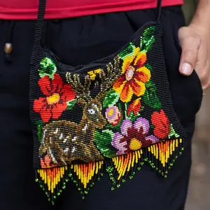 Bambi - Native Beaded Purse Inspired by Nature - Handmade by Huichol Artisans - Mother Sierra