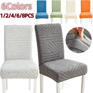 1/2/4/6/8 Pieces Jacquard Dining Chair Covers, One Size Fits All, Removable and Washable, Suitable for Restaurants, Parties and Home Decoration, Suitable for Kitchen and Hotel Use, Chair Covers Set