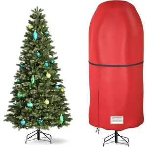 Upright Christmas Tree Storage Bag,Oxford Fabric Tear Resistant Adjustable Xmas Tree Storage Bag for 6 FT Assembled Tree Standing with Ornaments,Christmas Tree Cover Waterproof