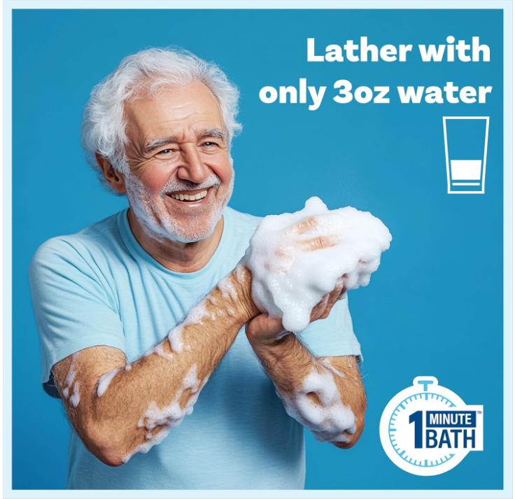 Scrubzz Disposable Rinse Free Bathing Wipes - 25 Pack - All-in-1 Single Use Shower Wipes, Simply Dampen, Lather, and Dry Without Shampoo or Rinsing